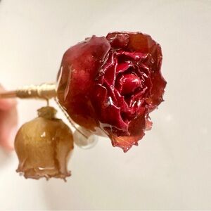 Red Preserved Rose Chinese Hairpin 6.25 inch #S16